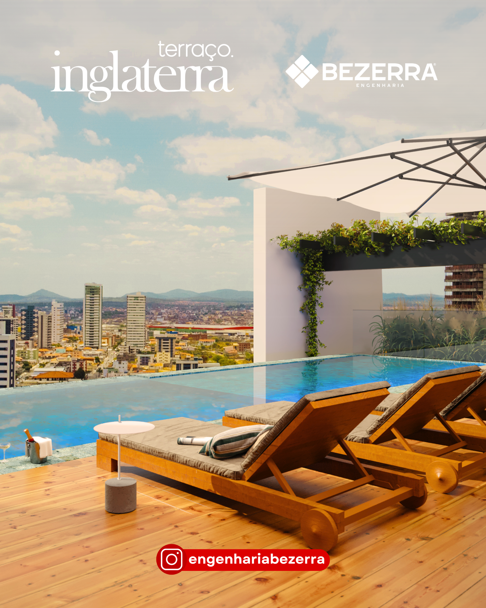 Piscina e terraço panorâmico